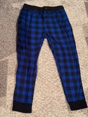 💙🖤 Fruit of the Loom Buffalo Plaid Thermal Jogger Lounge Pants Men’s L 🖤💙